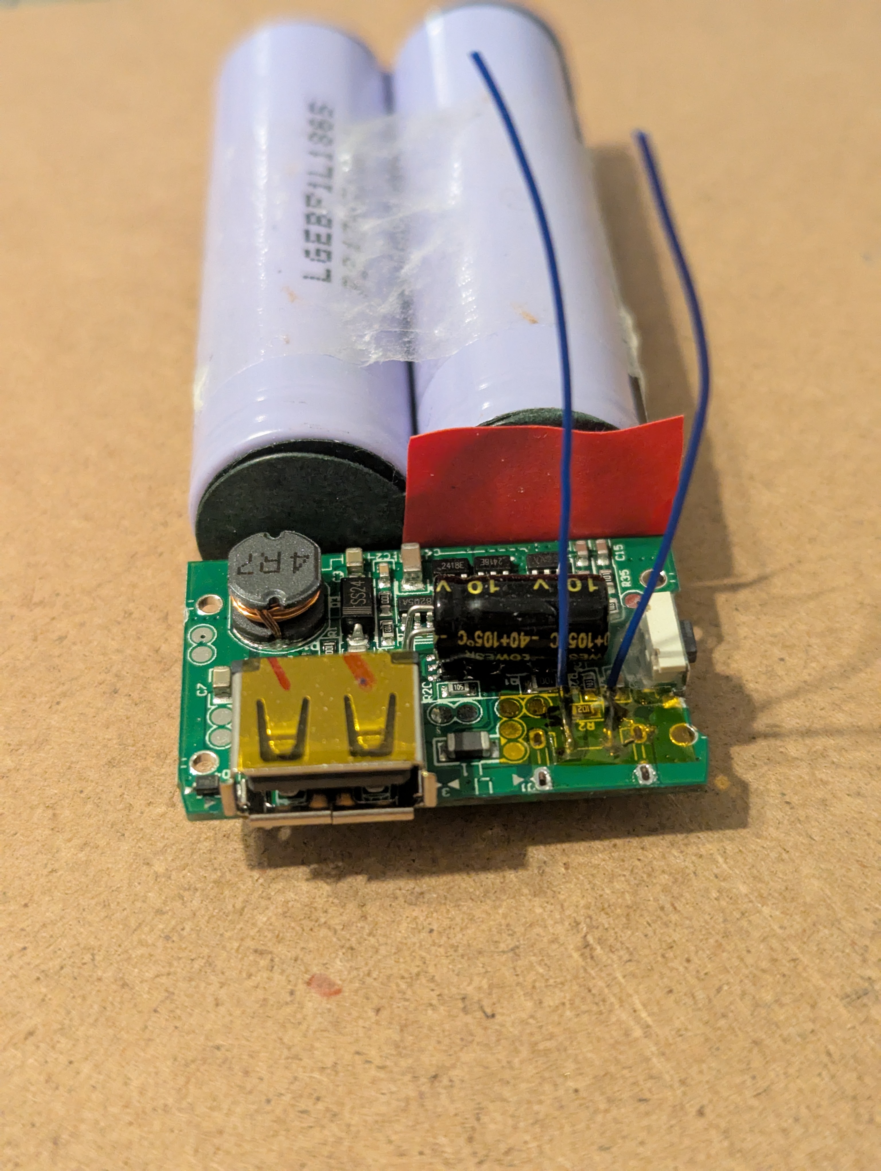 Wires added to the power and ground terminals